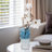 Stacked Ring Sculptural Glass Flower Vase for Home Decor - Elegant Tall Table Vase with Tiered Bubble Design for Living Room Displays - Blue & White-1702052573
