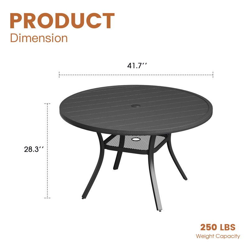 Round Patio Dining Table, Black