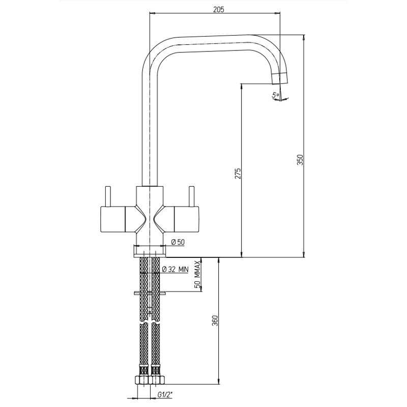 Piralla Cox Kitchen Faucet, Chrome
