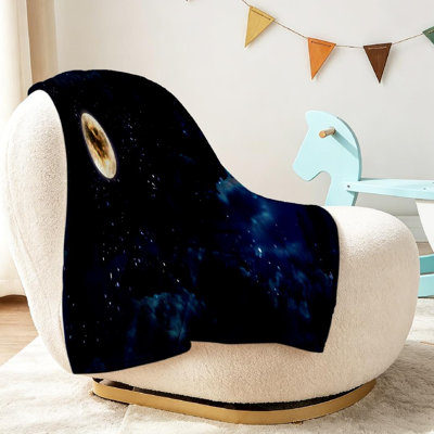 Jeté en flanelle transparente molletonnée ultra douce, imprimé nuit de beauté lune de nuit
