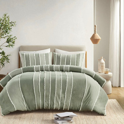 Literie 100% coton double / grand - rayé avec garniture contrastante de taille 3 pièces
