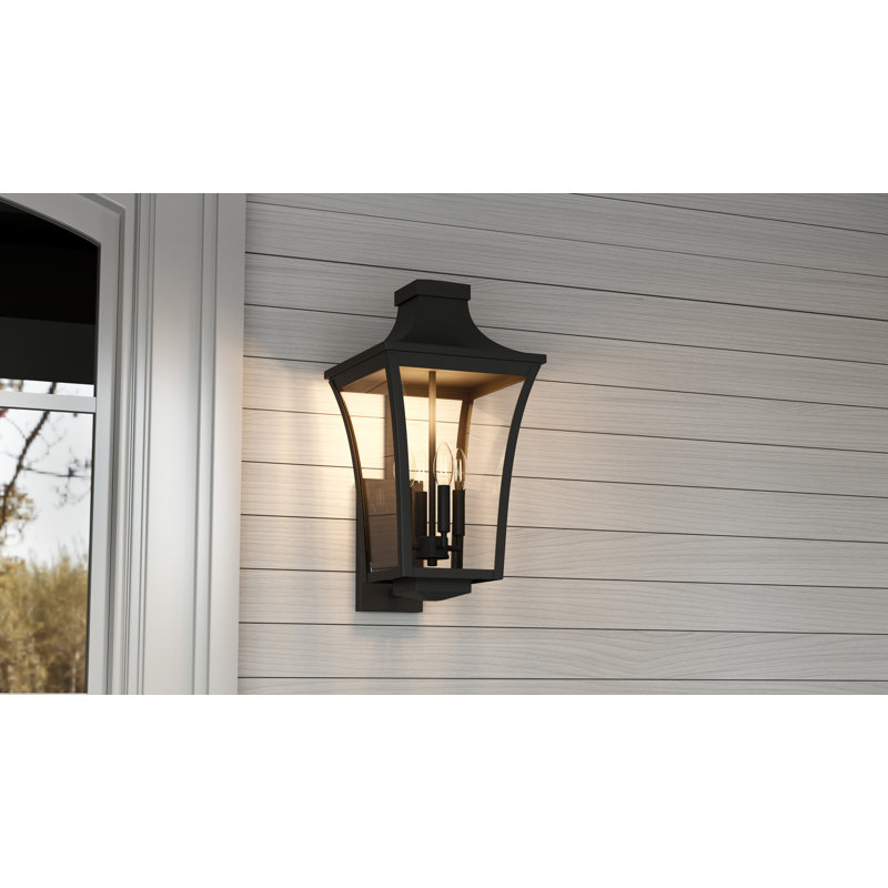 Graysie Earth Black Outdoor Wall Lantern, 4 Lights, 20" H x 10" W x 11.25" D