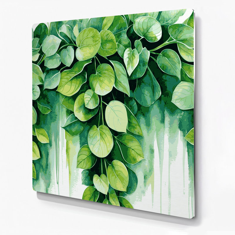 Botanical Pilea Green Metal Wall Art