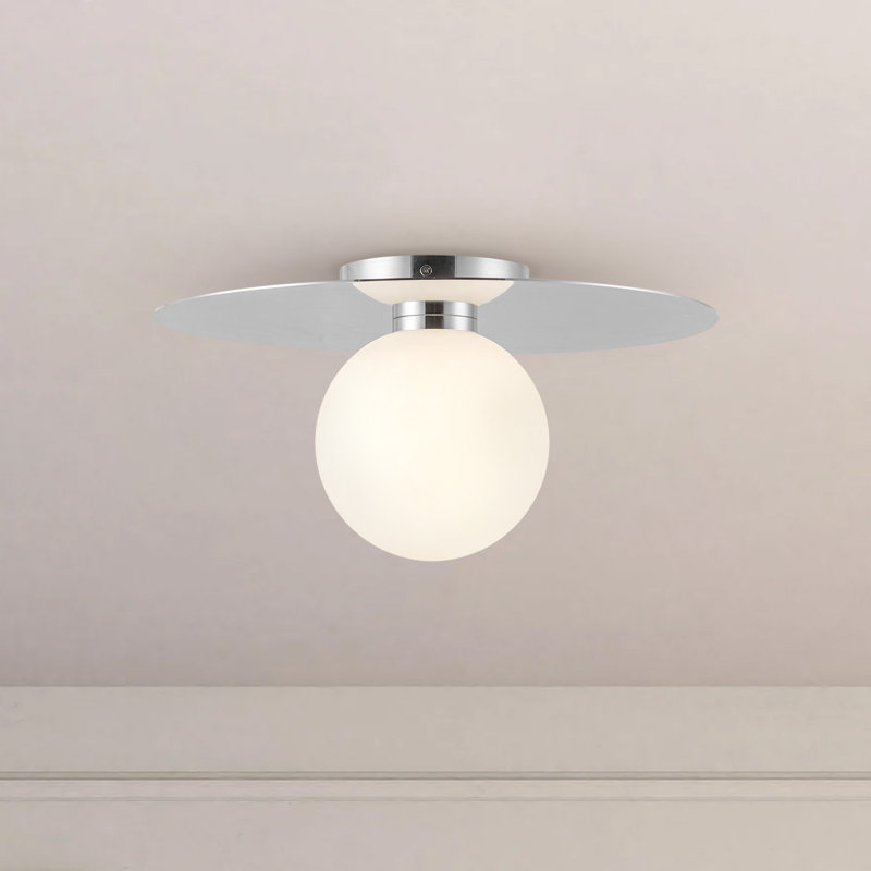 Elixir 10-In Flush Mount, Silver, 7.38" H x 14.1" W x 14.1" W, White