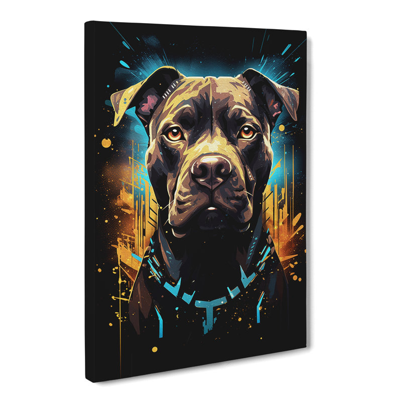 Staffordshire Bull Terrier Futurism - Wrapped Canvas Print, 60cm H x 40cm W x 3cm D