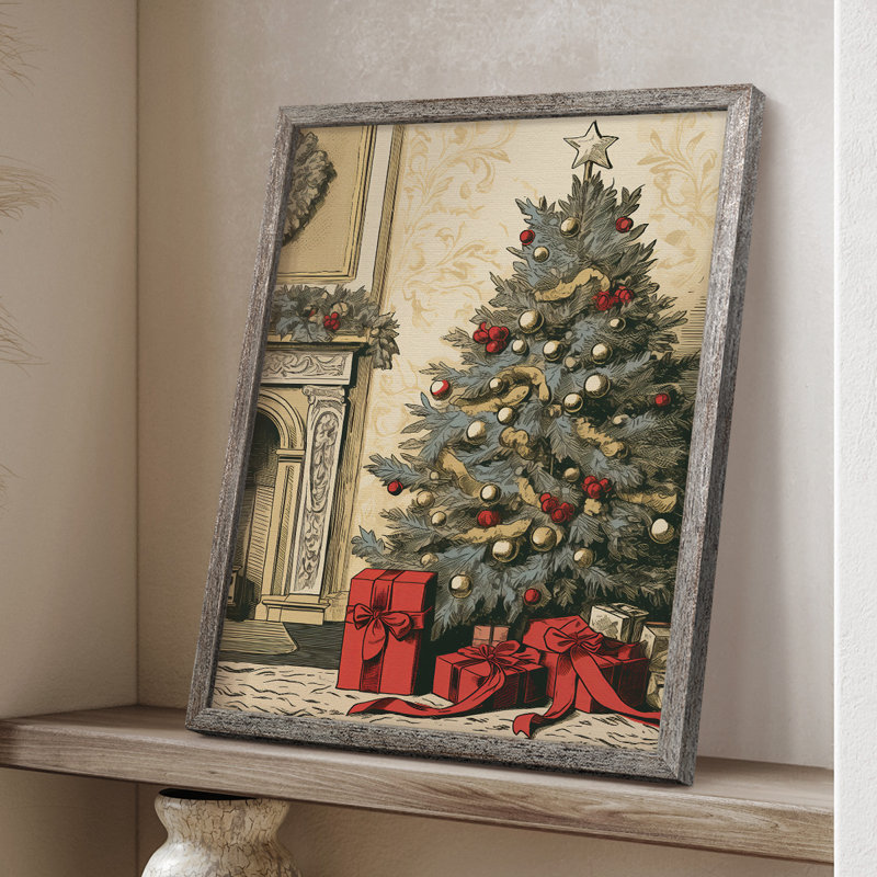 «Christmas Holiday Art CDXCIV», reproduction d'art encadrée - bois massif, H 15 po x l 12 po