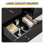 Grande commode anti-basculement à 5 tiroirs avec poignées en or rose, commode en bois noir pour la chambre à coucher, rangement dans l'entrée du salon