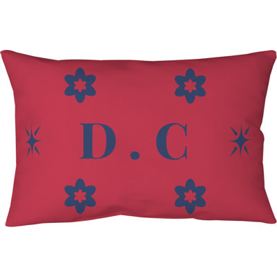 Coussin en lin DC bleu marine, blanc, rouge et faux 20 pouces x 14 pouces