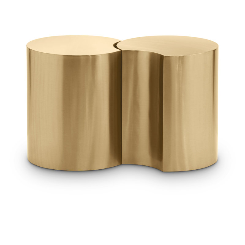 Ismah Iron Top End Table Set, Gold, 18" H x 30" W x 16" D