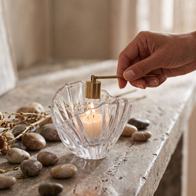 Bougeoir en verre transparent en forme de coquillage, bougeoir en verre épais et transparent pour bougies chauffe-plat, décoration romantique pour salle de bain ou spa, bougeoir