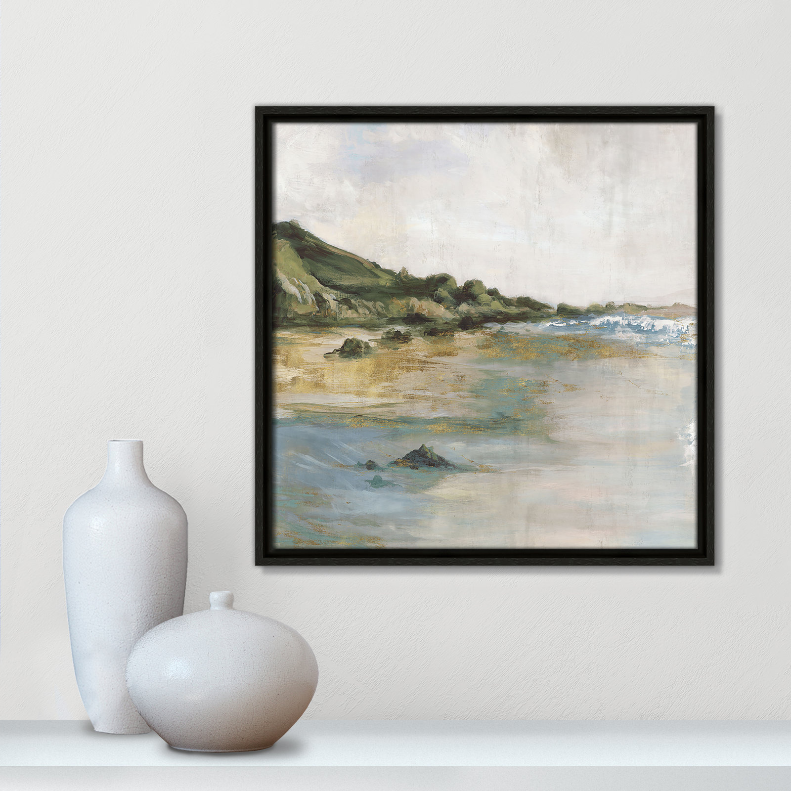 Cordoba "Tide's Edge" Print, 17.5" H x 17.5" W, Espresso
