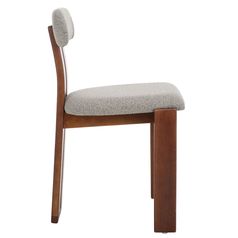 Cayde Boucle Dining Chair, Gray, Walnut