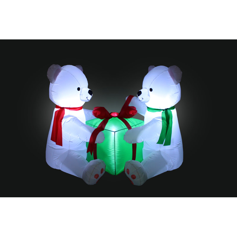 Décoration de jardin gonflable de Noël de 5 pieds avec deux ours polaires