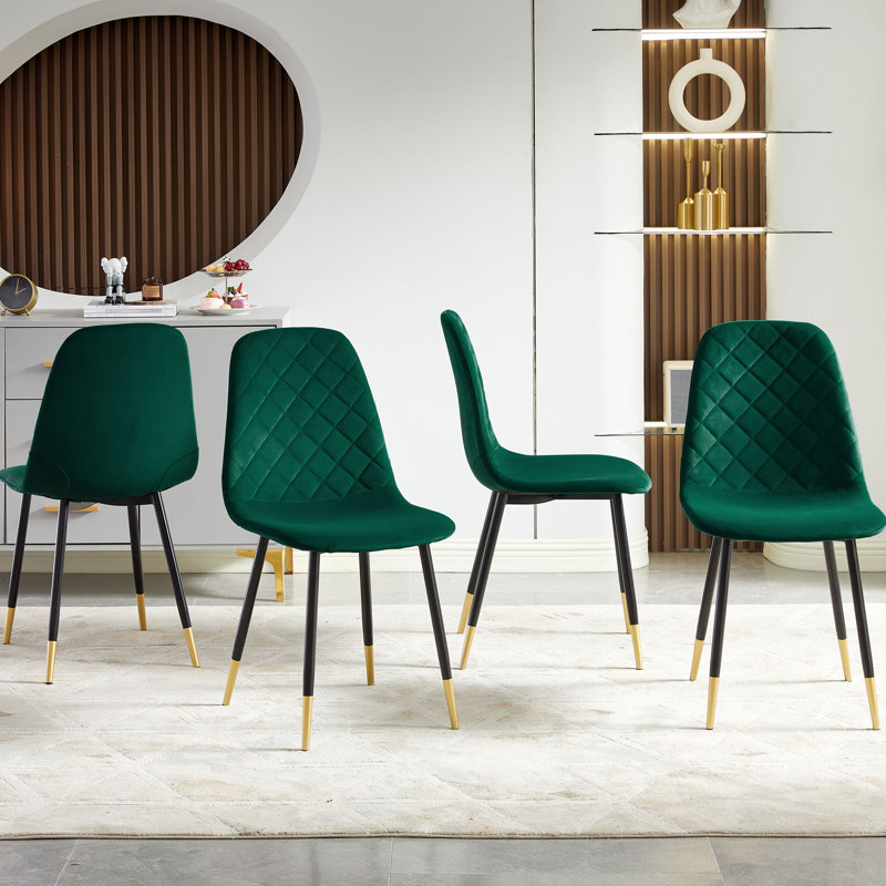 Rosa Velvet Upholstered Side Chair, Hunter Green