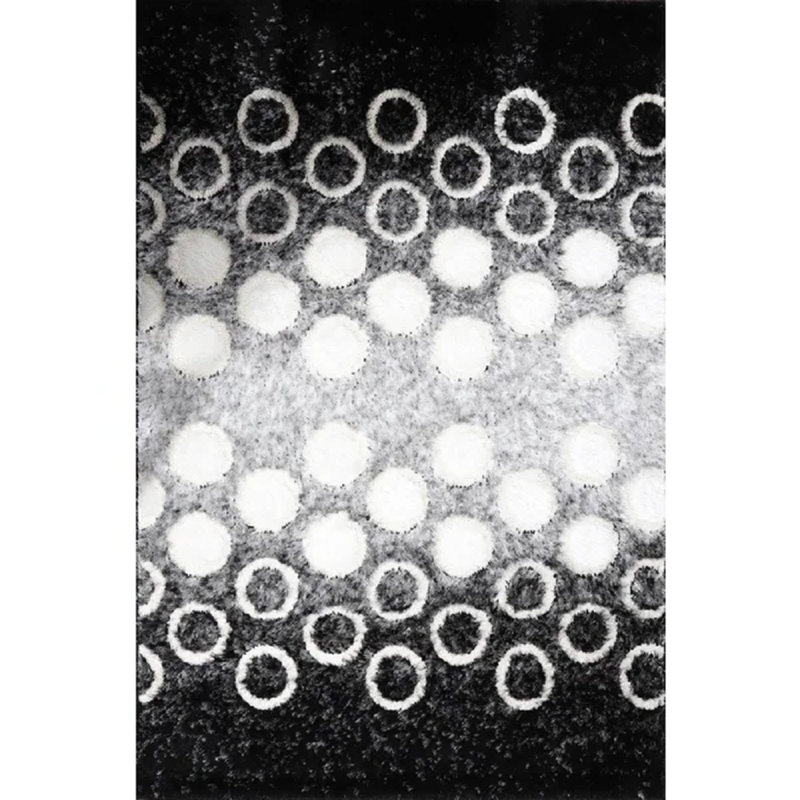 Tapis noir à poils longs Jacyn, Rectangle 8 pi x 10 pi