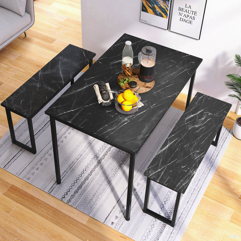 Belen 4 - Person Dining Set, Black, Black, Black