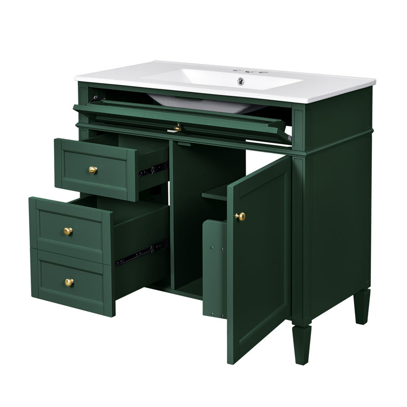 Meuble-lavabo 36 po avec armoire à pharmacie, Vert