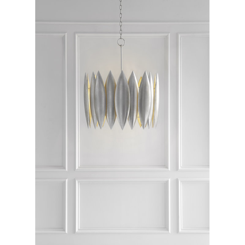Barry Goralnick Hatton Large Chandelier, Burnished Silver Leaf