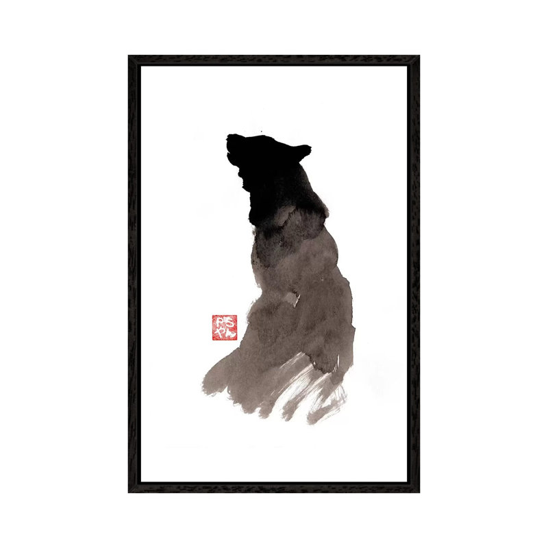 Crying Wolf by Péchane - Print on Canvas, Black Framed, 101.6 cm H x 66.04 cm W