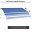 Auvent rétractable bleu foncé 12 pi x 10 pi, manivelle manuelle, tissu à eau 280 g / m, structure en aluminium pour terrasse, balcon, béton extérieur, brique, surfaces en bois