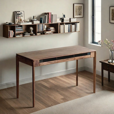 Bureau d'écriture simple et rétro en bois de noyer massif