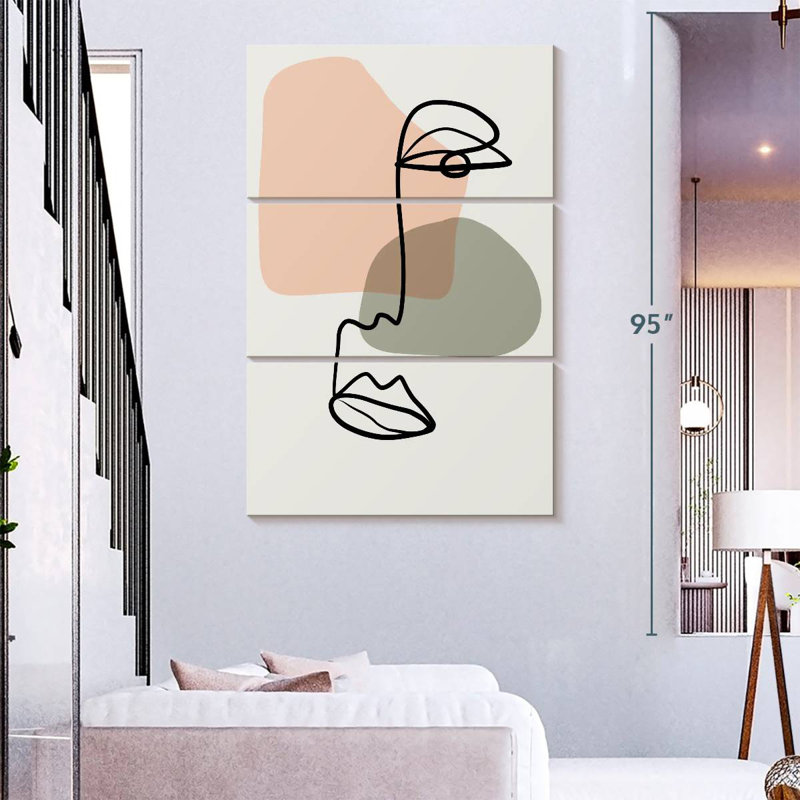 Leisha Abstract Line Face, 32" H x 20" W