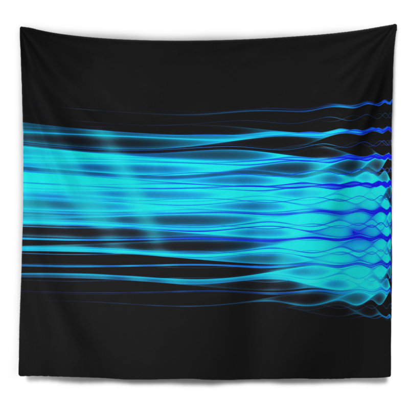 Tapisserie vagues à lumières fractales bleu vif, H 32 po x l 39 po
