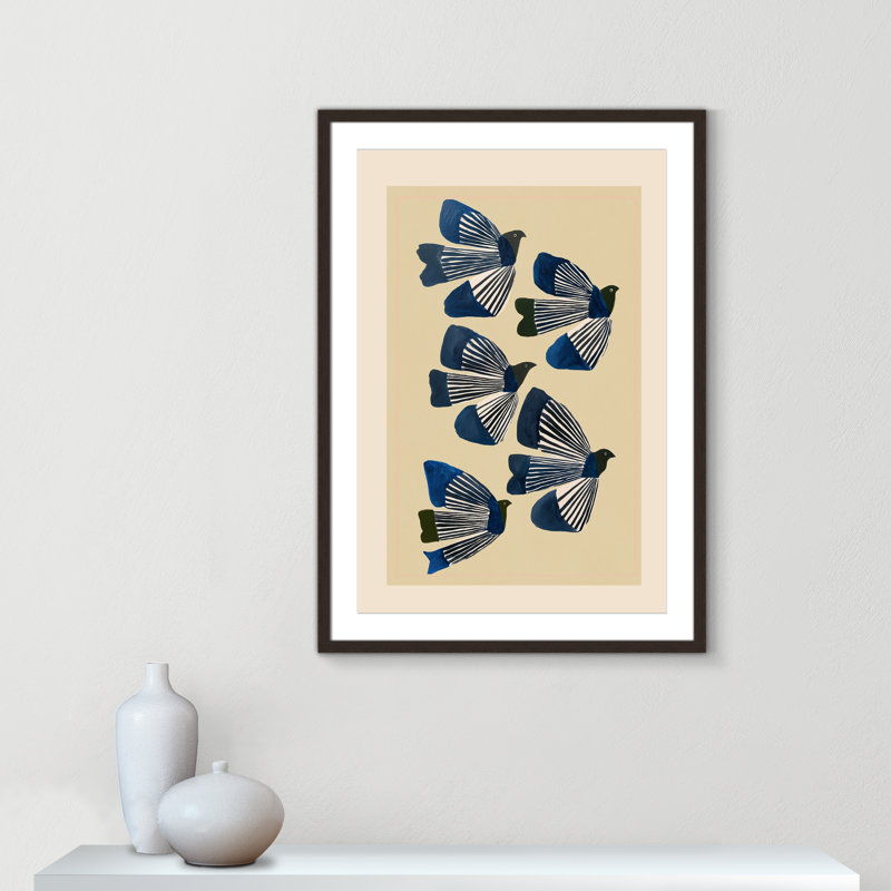 Imprimé indigo par ville, L 25,5 po x H 35,5 po, Noyer à grain ouvert, Matted Print