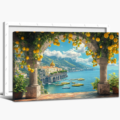 Art mural citron, art mural méditerranéen sur toile, décoration murale de cuisine italienne pour salle à manger, art mural fruits, affiche de citron, art mural rétro de fruits, œuvre d'art pour mur de cuisine, prêt à accrocher 36 po x 48 po