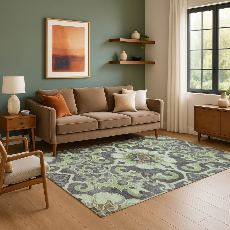 Premium Machine Washable Ralston AMF1947 Global Rug, Rectangle 9' x 12'