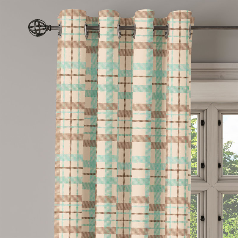 Rideau à œillets 2 panneaux Red Barrel Studio®, 50 po x 63 po, vert menthe beige foncé, L 50 po x L 84 po