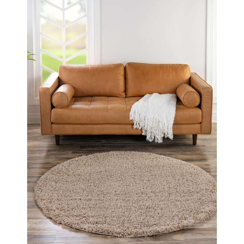 Tapis taupe pour l'intérieur uniquement Santoya, Rond 7 pi 10 po