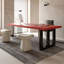 Bureau rectangulaire rouge + noir en bois massif + acier au carbone + acrylique avec 1 tiroir-2119056967