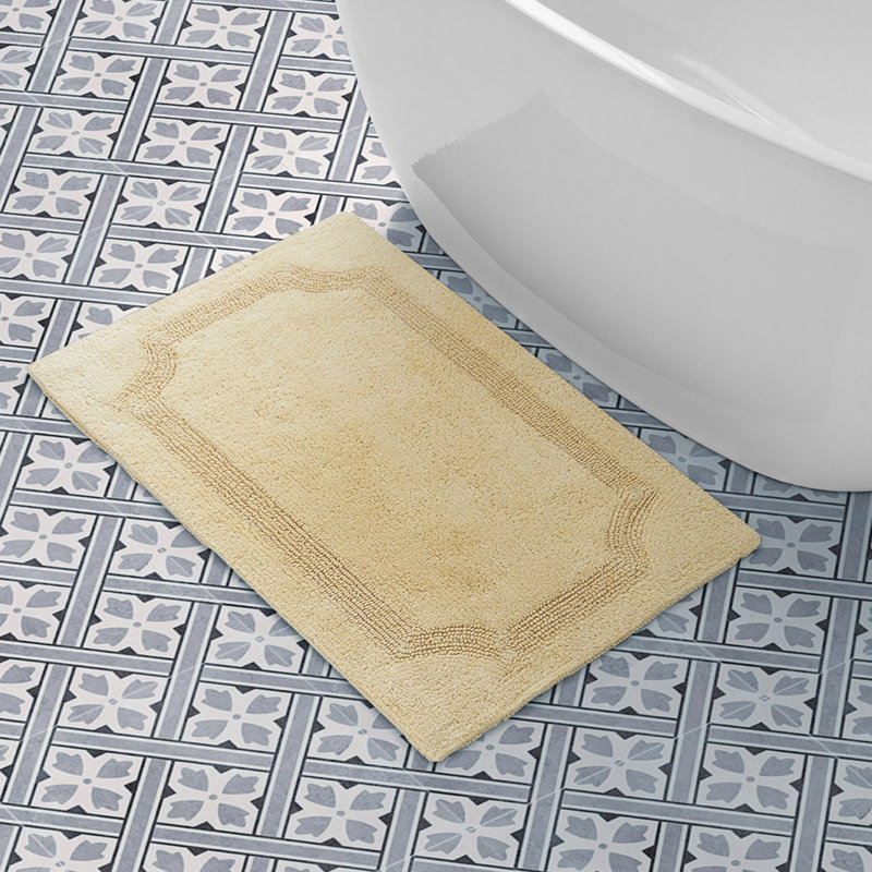 Laura Ashley Tablet Reversible Cotton Bath Rug, Yellow, 34" L x 21" W