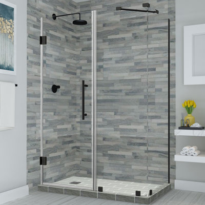 Cabine de douche rectangulaire à charnière sans cadre 59,25 po x 72 po Bromley