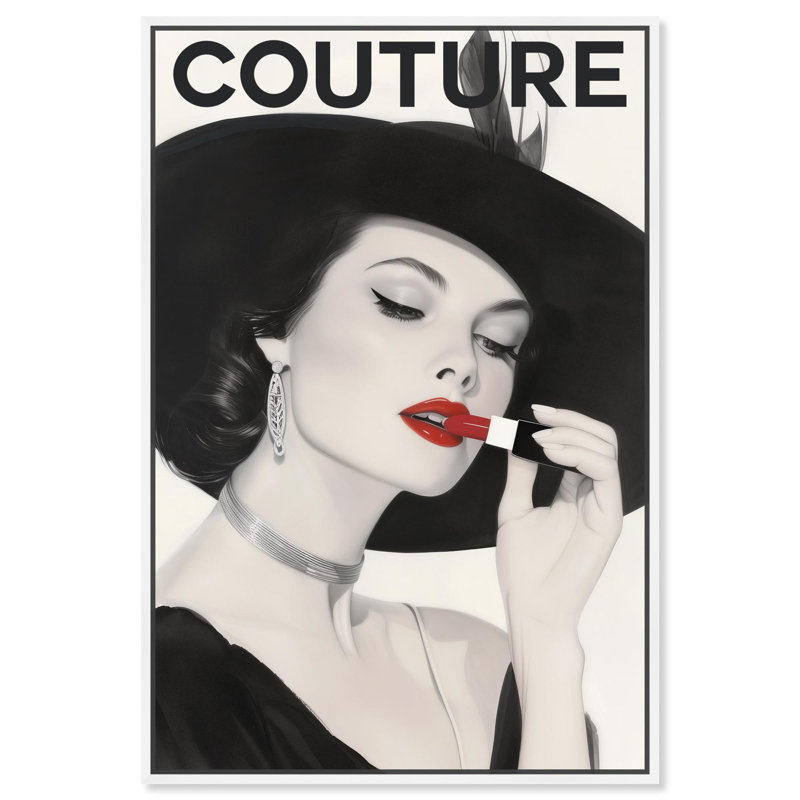 Lipstick Magazine Cover Canvas by Art Remedy, 16" H x 11" W, White, Floater Frame
