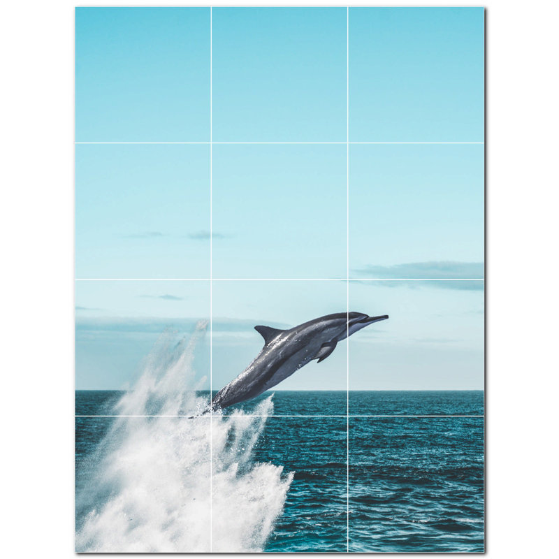 Murale en céramique 8 "x 8" Dolphin Photo