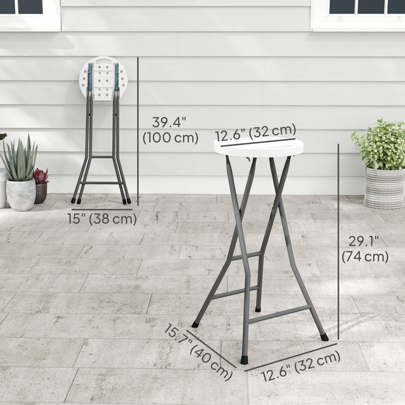 Ensemble de 4 tabourets de bar pliants 29 po avec poignée, blanc