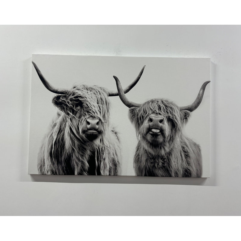 Décoration murale moderne mettant en vedette une œuvre d'art tendance de la vache Highland sur toile - cadeau idéal pour lui