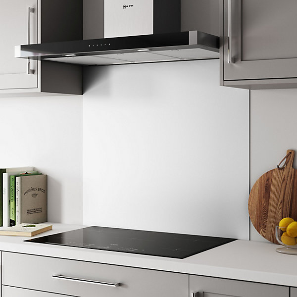 Aluminium Kitchen Hob Splashback, Glacier White/Neptune Blue, 80 cm x 90 cm