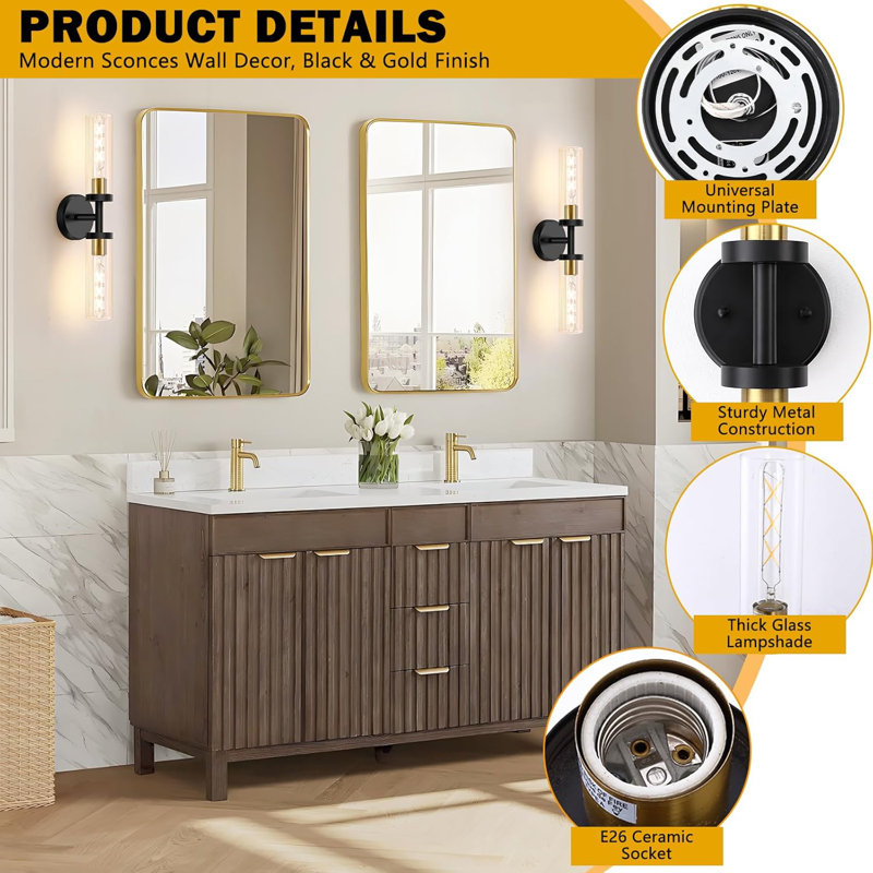 Modern Sconces Wall Lighting with Clear Glass Shade