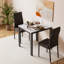 Ensemble de table de salle à manger 3 pièces de style moderne, table de cuisine carrée en faux marbre avec 2 chaises rembourrées en polyuréthane pour petits espaces-1760663727