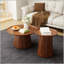 Ensemble de 2 tables basses rondes, grandes et petites tables centrales et d'appoint en bois, finition noyer moderne pour le salon et le bureau