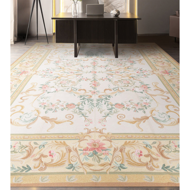Hand-Knotted High-Quality Beige and Yellow Area Rug
