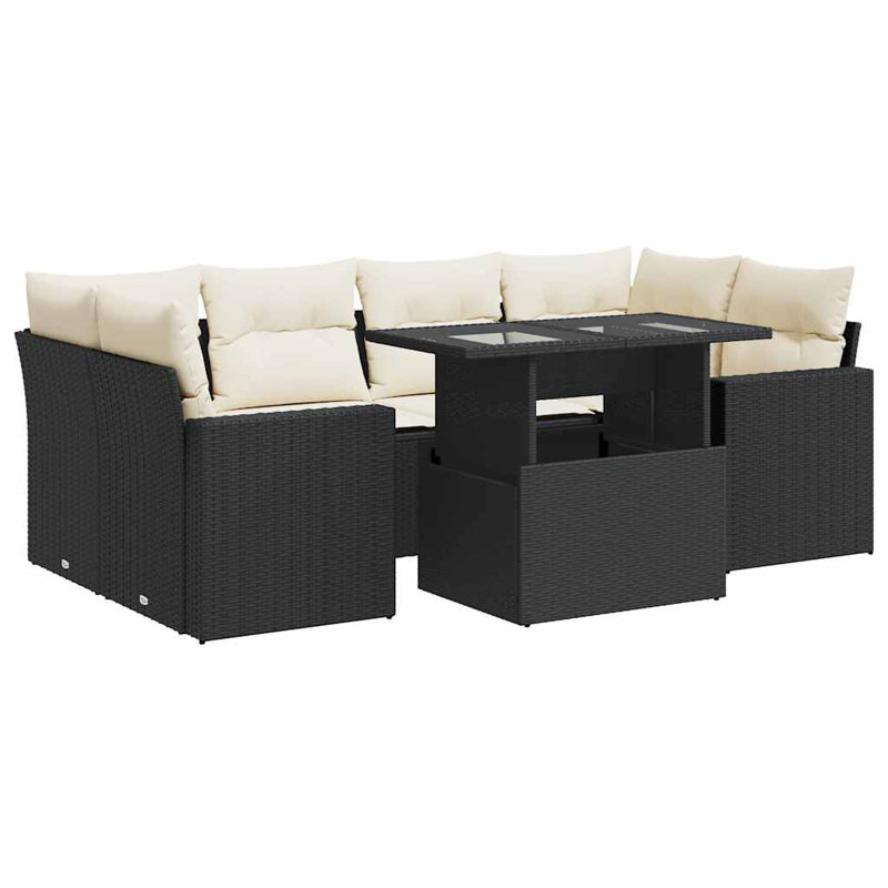 Ensemble de canapé de jardin modulaire en rotin PE 7 pièces