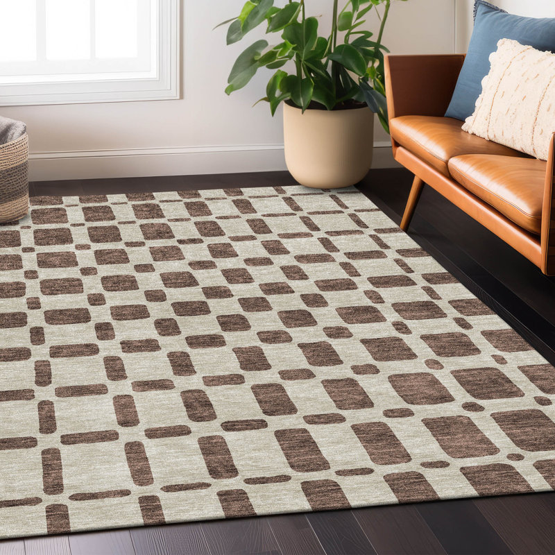Malek Indoor/Outdoor Area Rug with Non-Slip Backing, Rectangle 10' x 14'