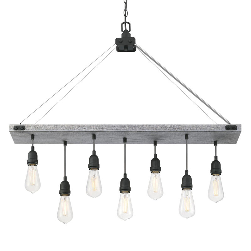 Elway 7 - Light Dimmable Kitchen Island Modern Linear Chandelier, Antique Ash