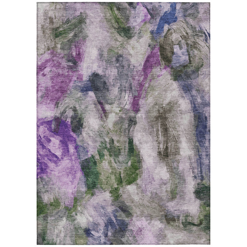 Tapis abstrait intérieur / extérieur lavable à la machine Husby ACN2204, Rectangle 10 pi x 14 pi