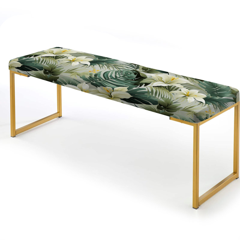 Motif tropical discret - Banc rembourré doré
