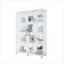 Armoires | Moderne très grande vitrine moderne à 4 tablettes au sol, structure en bois massif, pour le salon, la chambre et le bureau | Blanc neige | Sans cadre